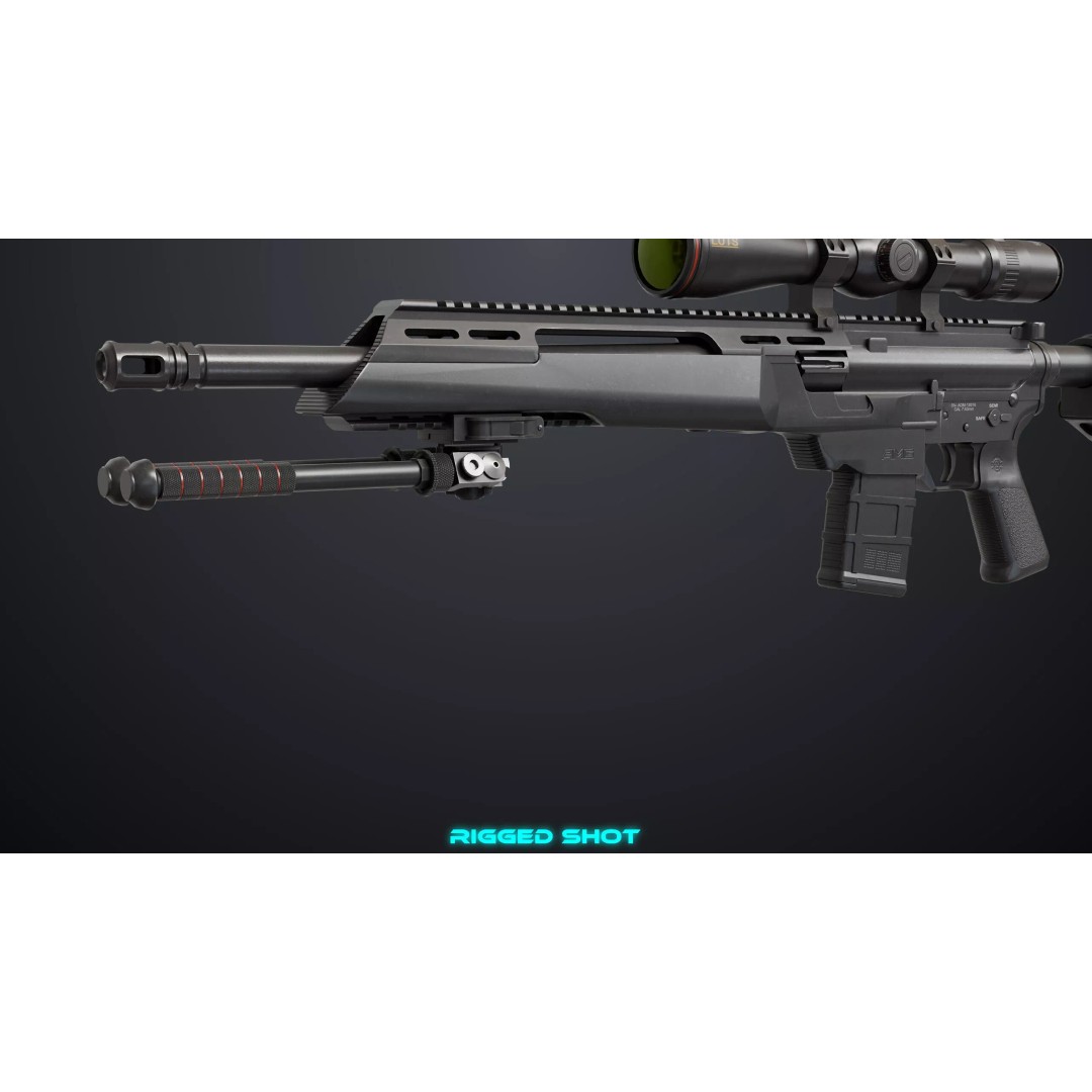 Sniper Rifle 06 3D Model – Low Poly Rigged Game Asset, FBX, PBR - View 11