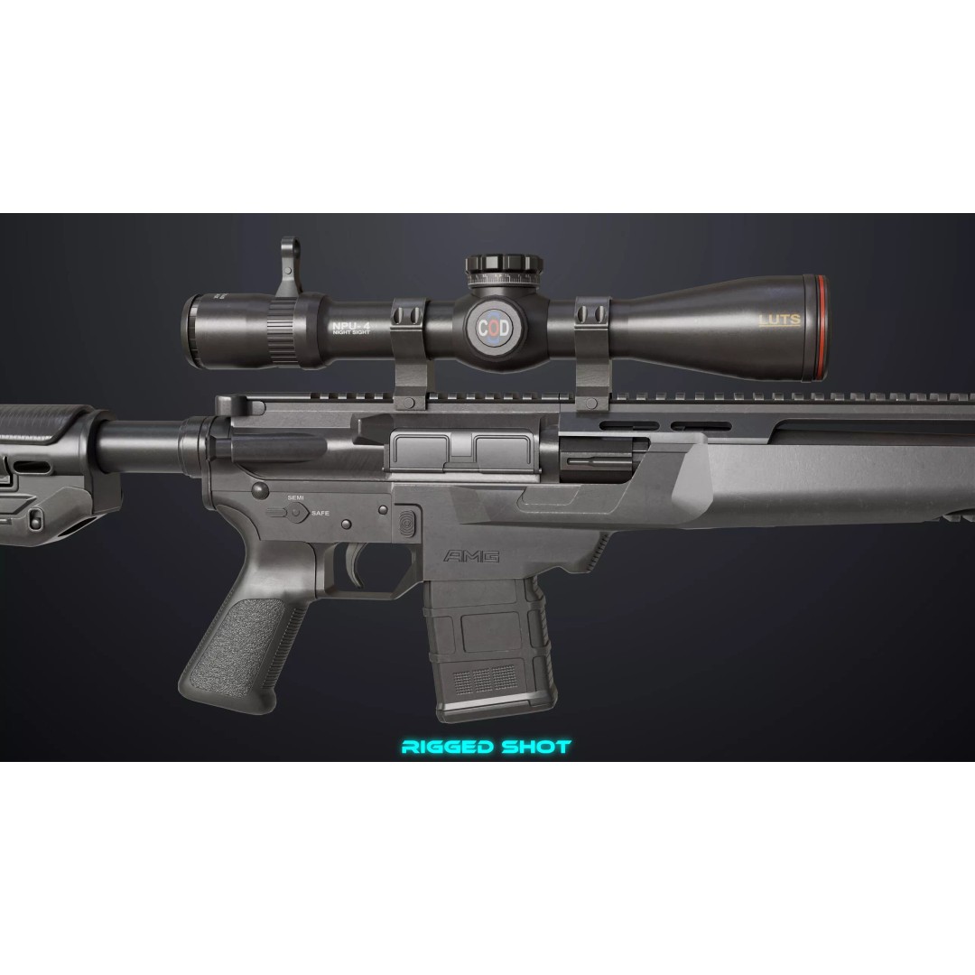 Sniper Rifle 06 3D Model – Low Poly Rigged Game Asset, FBX, PBR - View 12