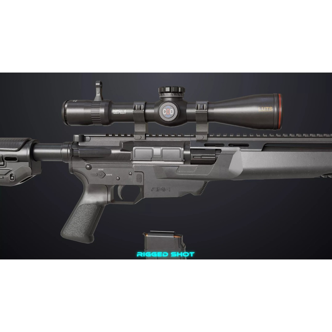 Sniper Rifle 06 3D Model – Low Poly Rigged Game Asset, FBX, PBR - View 13