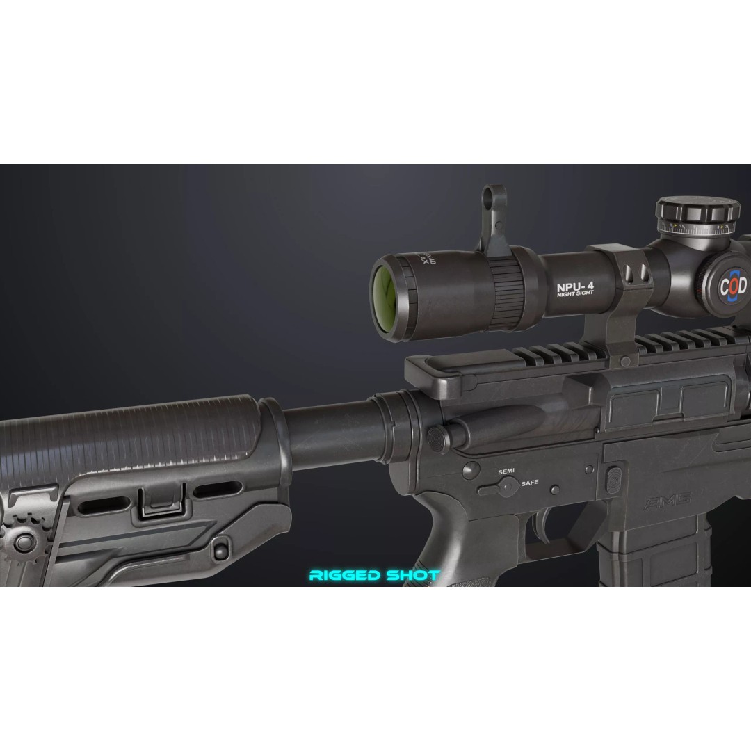 Sniper Rifle 06 3D Model – Low Poly Rigged Game Asset, FBX, PBR - View 14