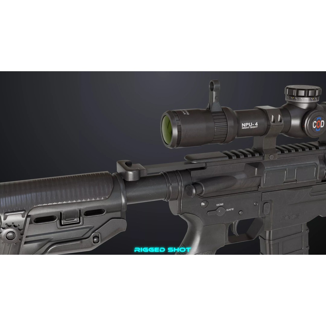 Sniper Rifle 06 3D Model – Low Poly Rigged Game Asset, FBX, PBR - View 15
