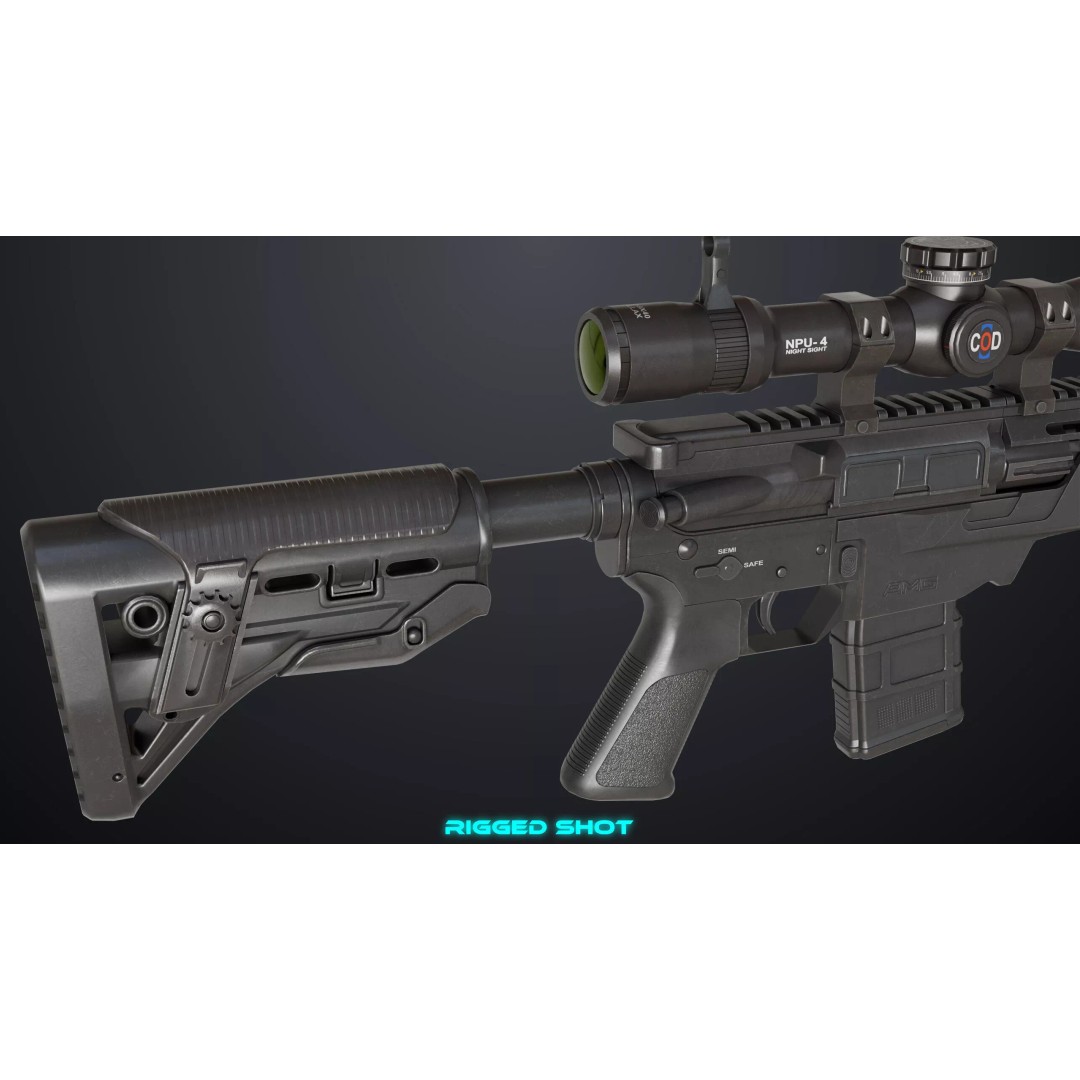 Sniper Rifle 06 3D Model – Low Poly Rigged Game Asset, FBX, PBR - View 16