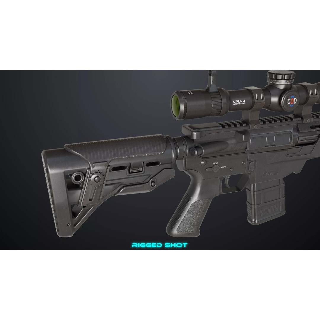 Sniper Rifle 06 3D Model – Low Poly Rigged Game Asset, FBX, PBR - View 17