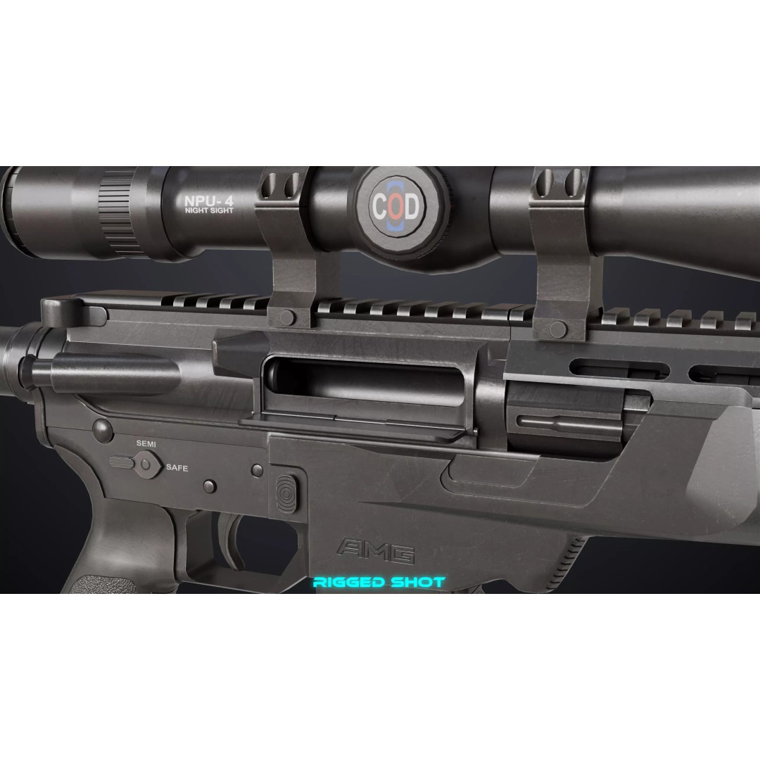 Sniper Rifle 06 3D Model – Low Poly Rigged Game Asset, FBX, PBR - View 19