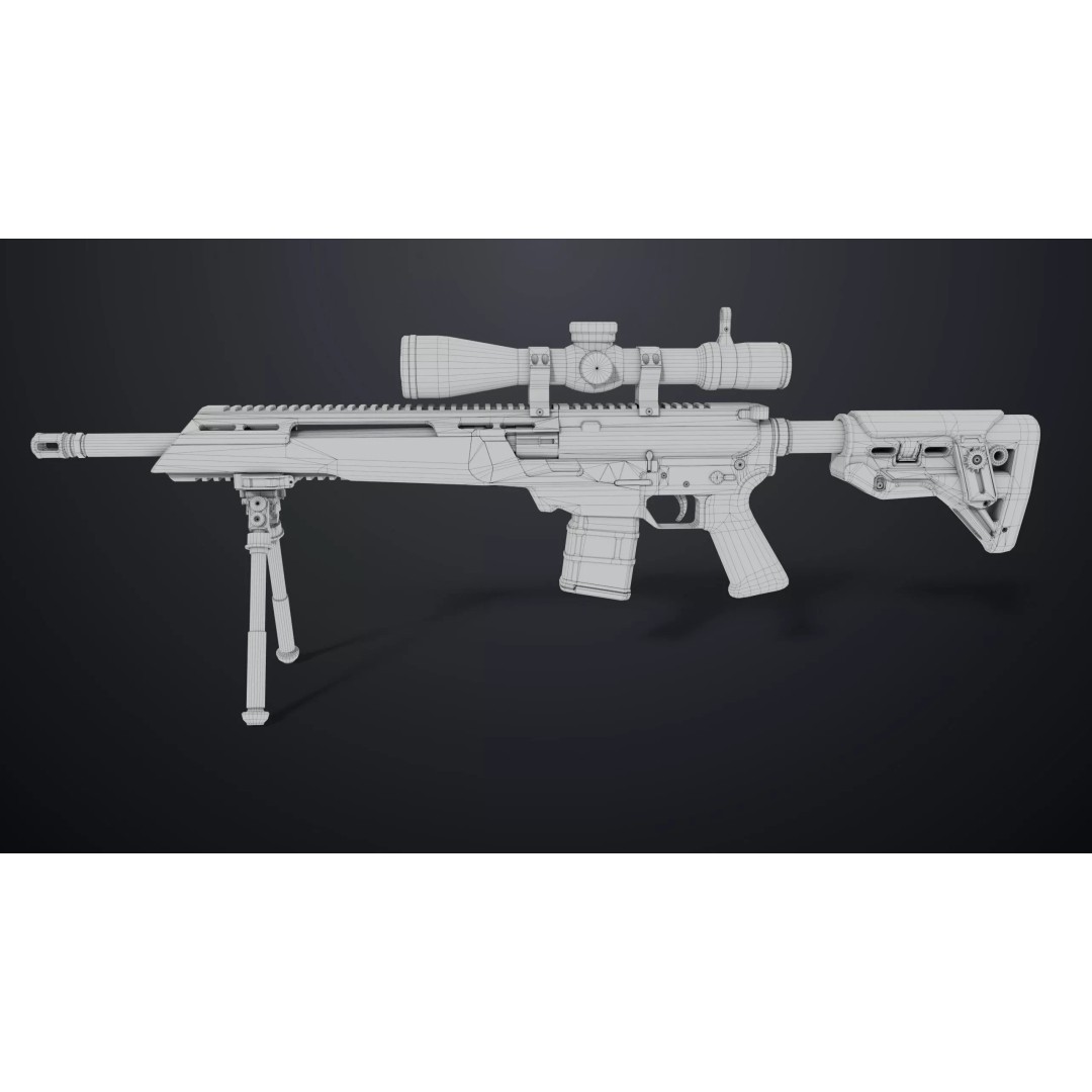 Sniper Rifle 06 3D Model – Low Poly Rigged Game Asset, FBX, PBR - View 29