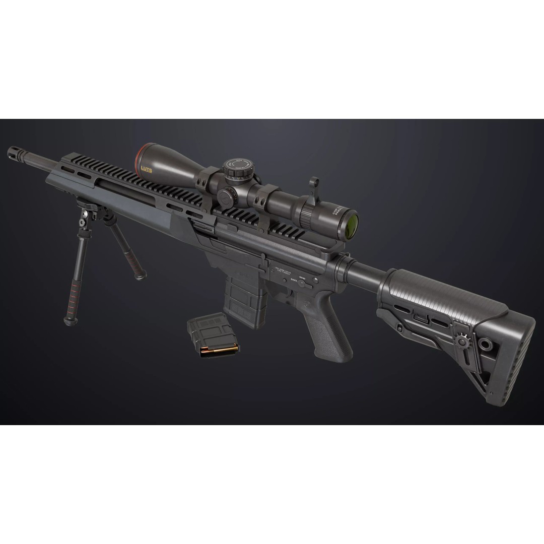 Sniper Rifle 06 3D Model – Low Poly Rigged Game Asset, FBX, PBR - View 3