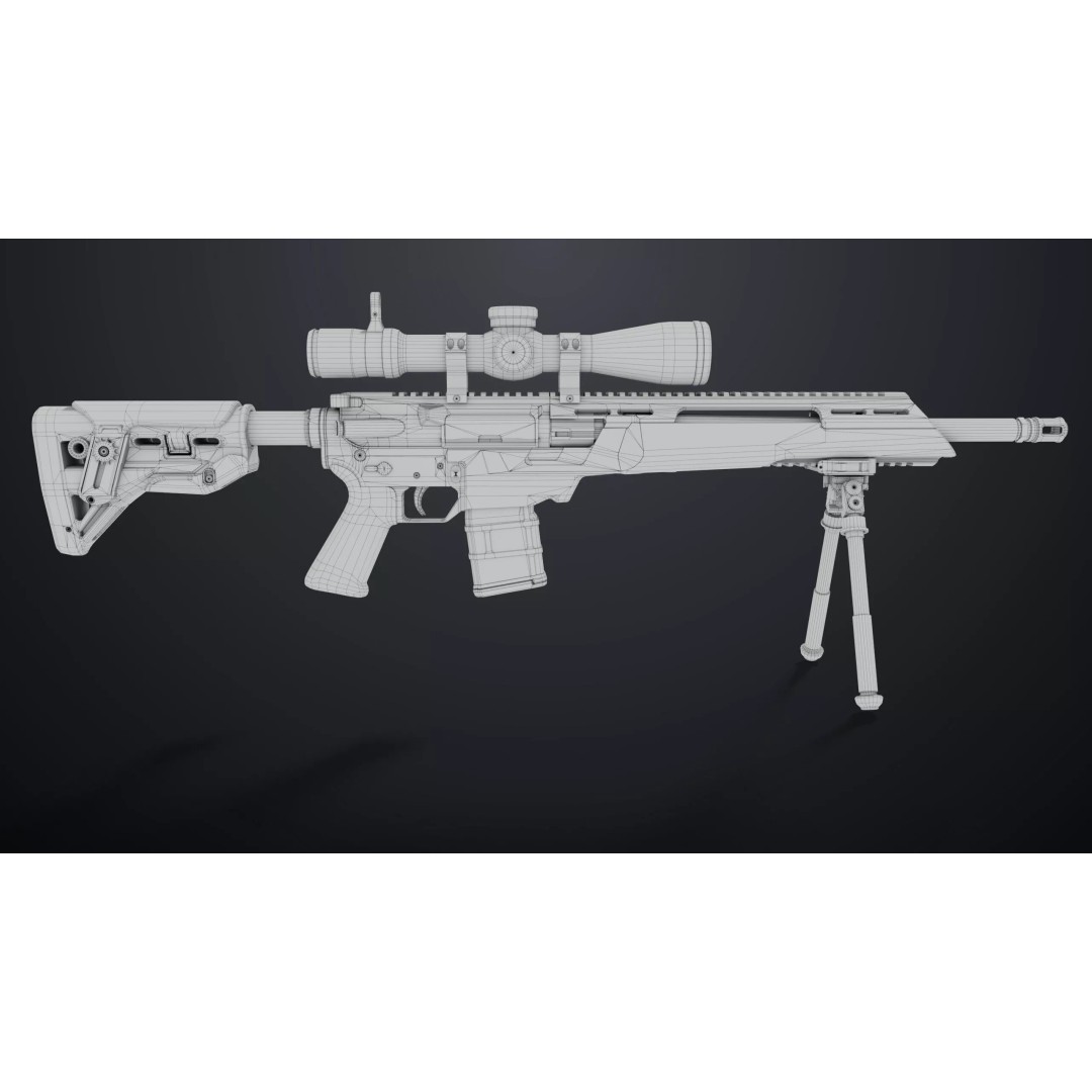 Sniper Rifle 06 3D Model – Low Poly Rigged Game Asset, FBX, PBR - View 30