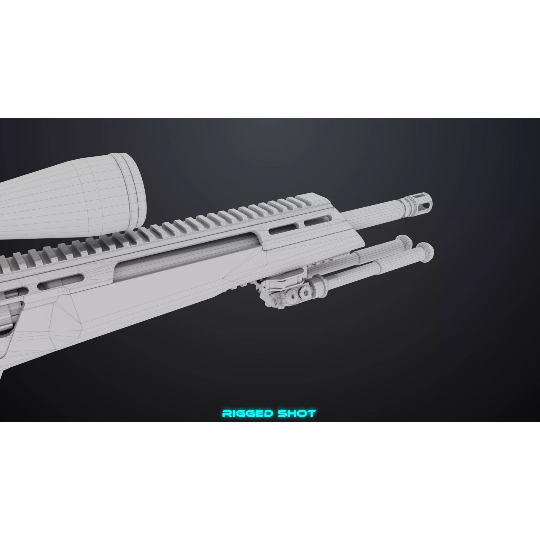 Sniper Rifle 06 3D Model – Low Poly Rigged Game Asset, FBX, PBR - View 31