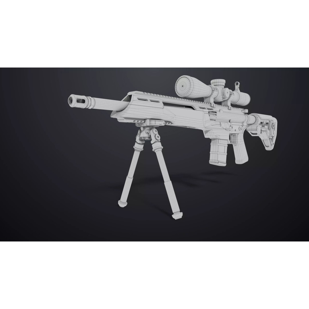 Sniper Rifle 06 3D Model – Low Poly Rigged Game Asset, FBX, PBR - View 34