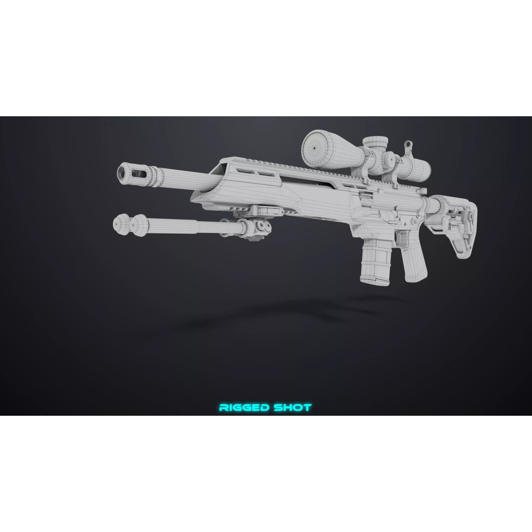 Sniper Rifle 06 3D Model – Low Poly Rigged Game Asset, FBX, PBR - View 36
