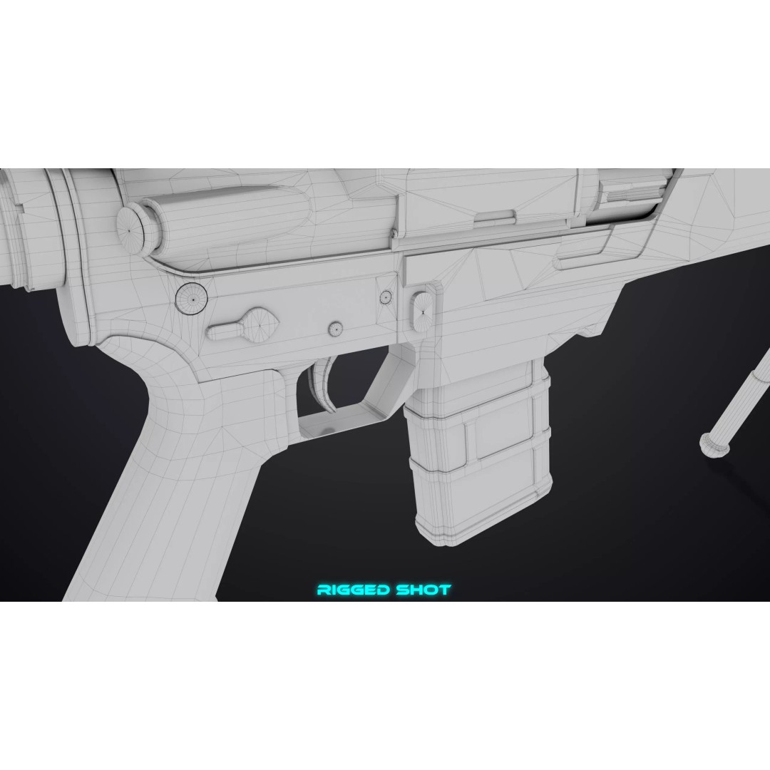 Sniper Rifle 06 3D Model – Low Poly Rigged Game Asset, FBX, PBR - View 38