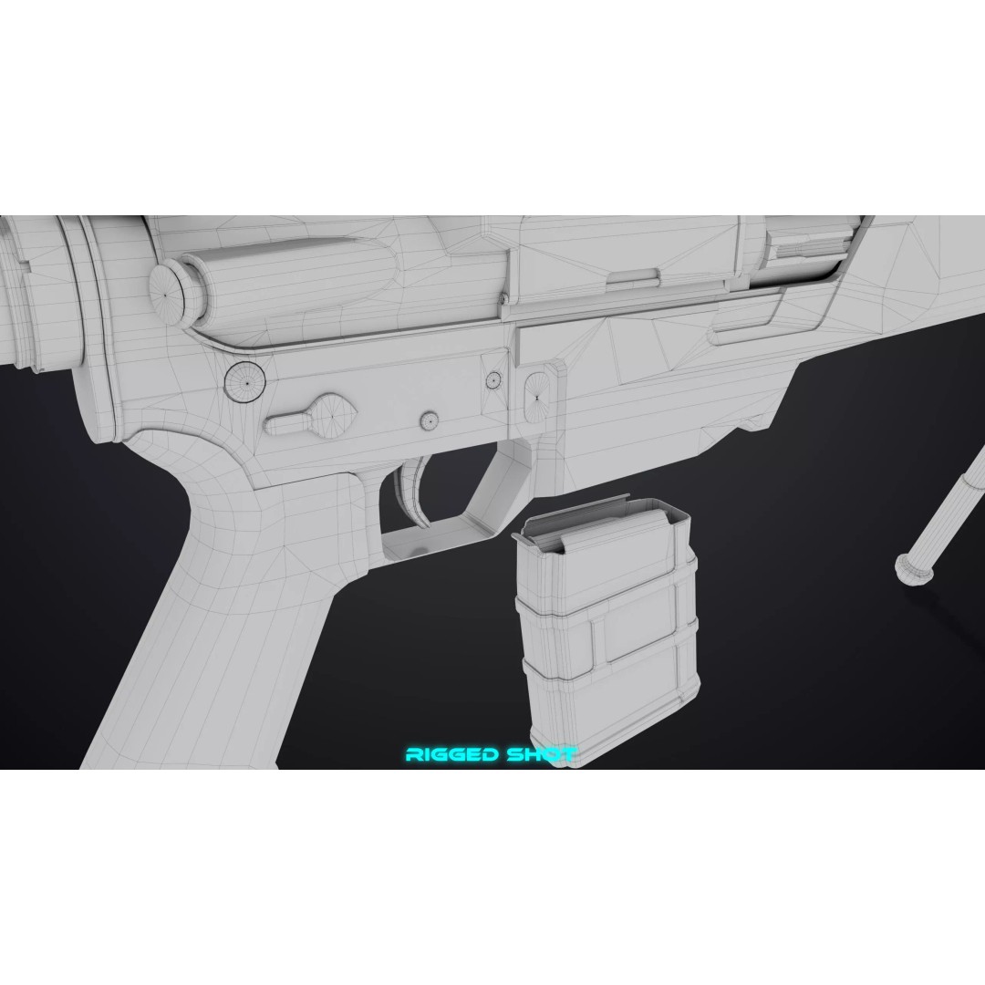 Sniper Rifle 06 3D Model – Low Poly Rigged Game Asset, FBX, PBR - View 39
