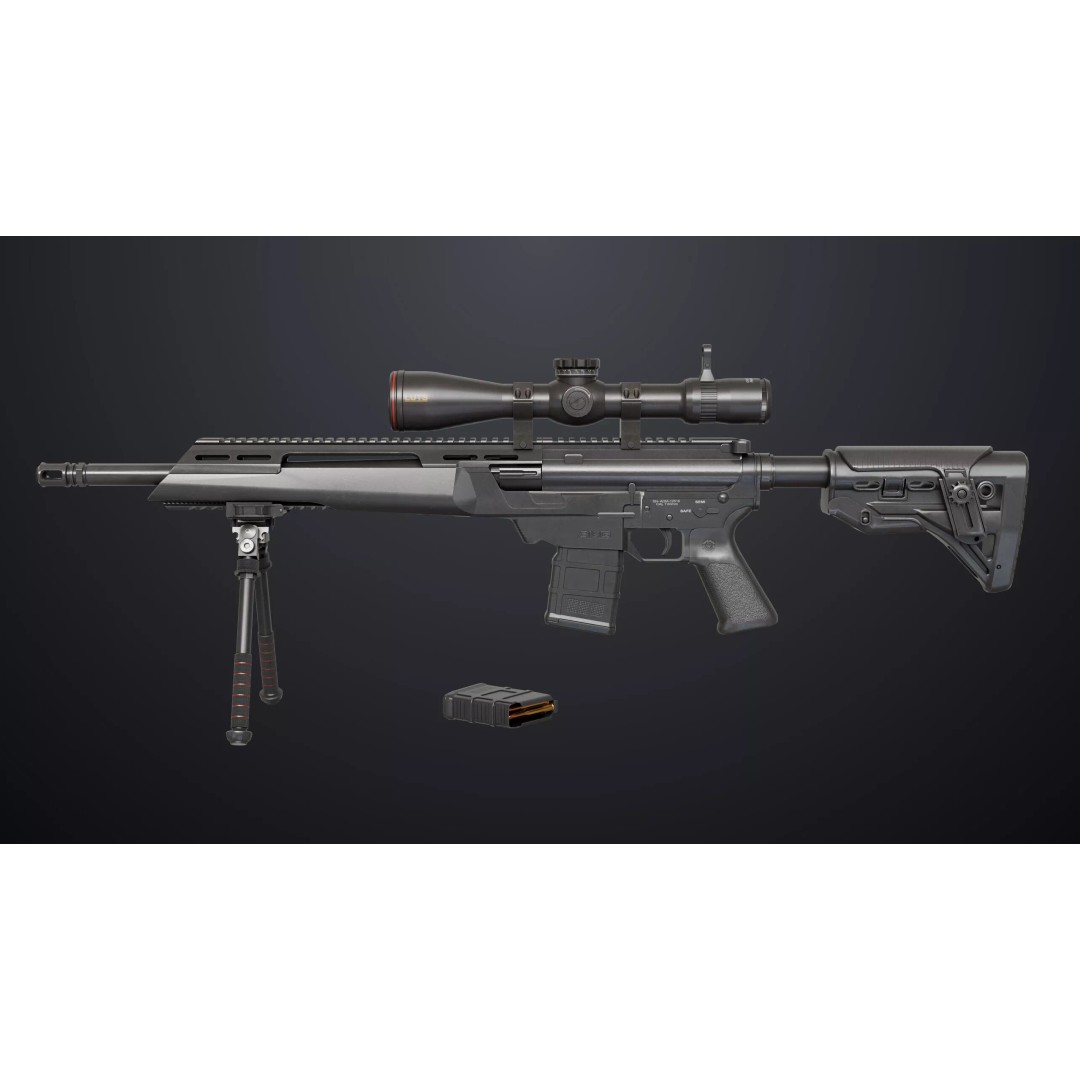 Sniper Rifle 06 3D Model – Low Poly Rigged Game Asset, FBX, PBR - View 4