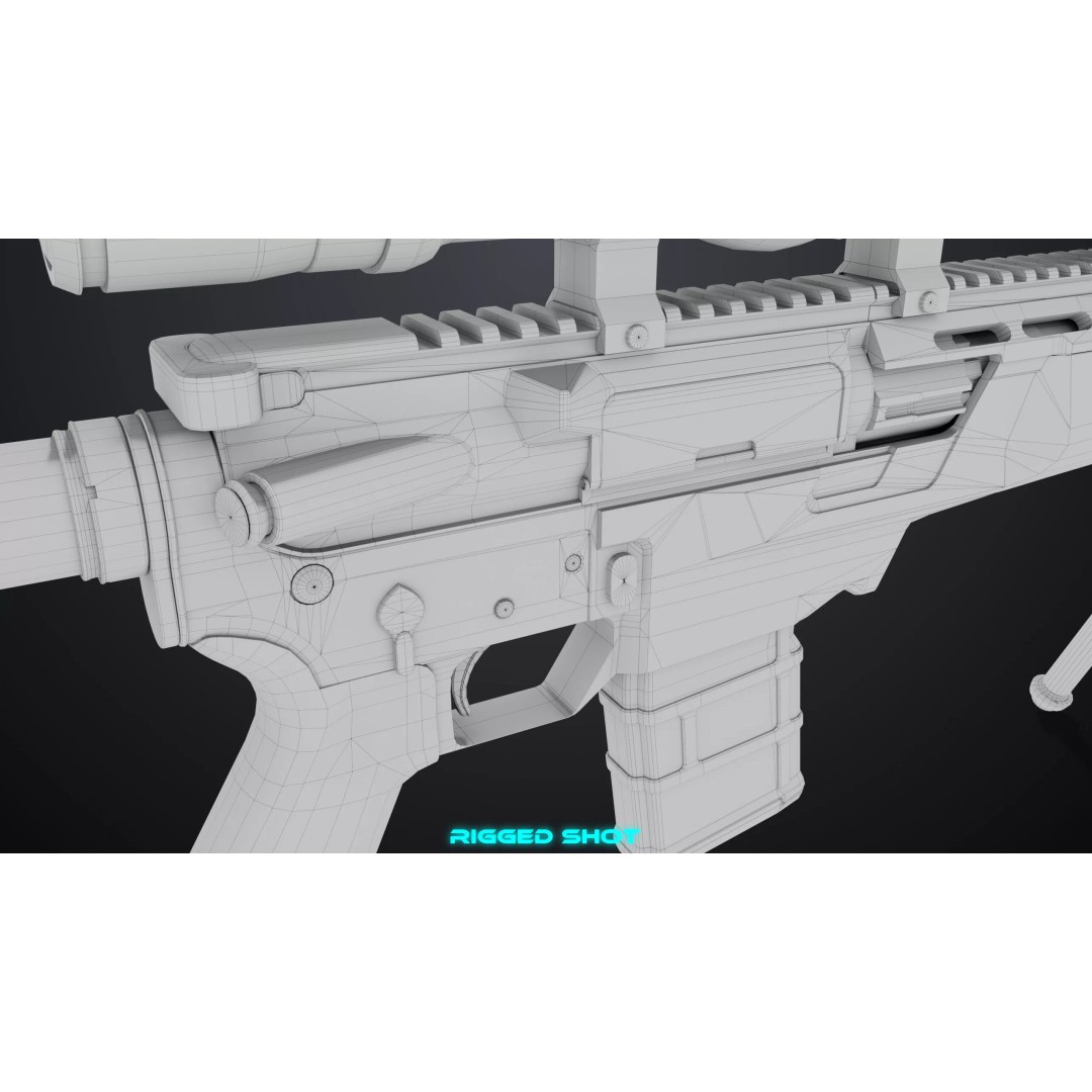 Sniper Rifle 06 3D Model – Low Poly Rigged Game Asset, FBX, PBR - View 40