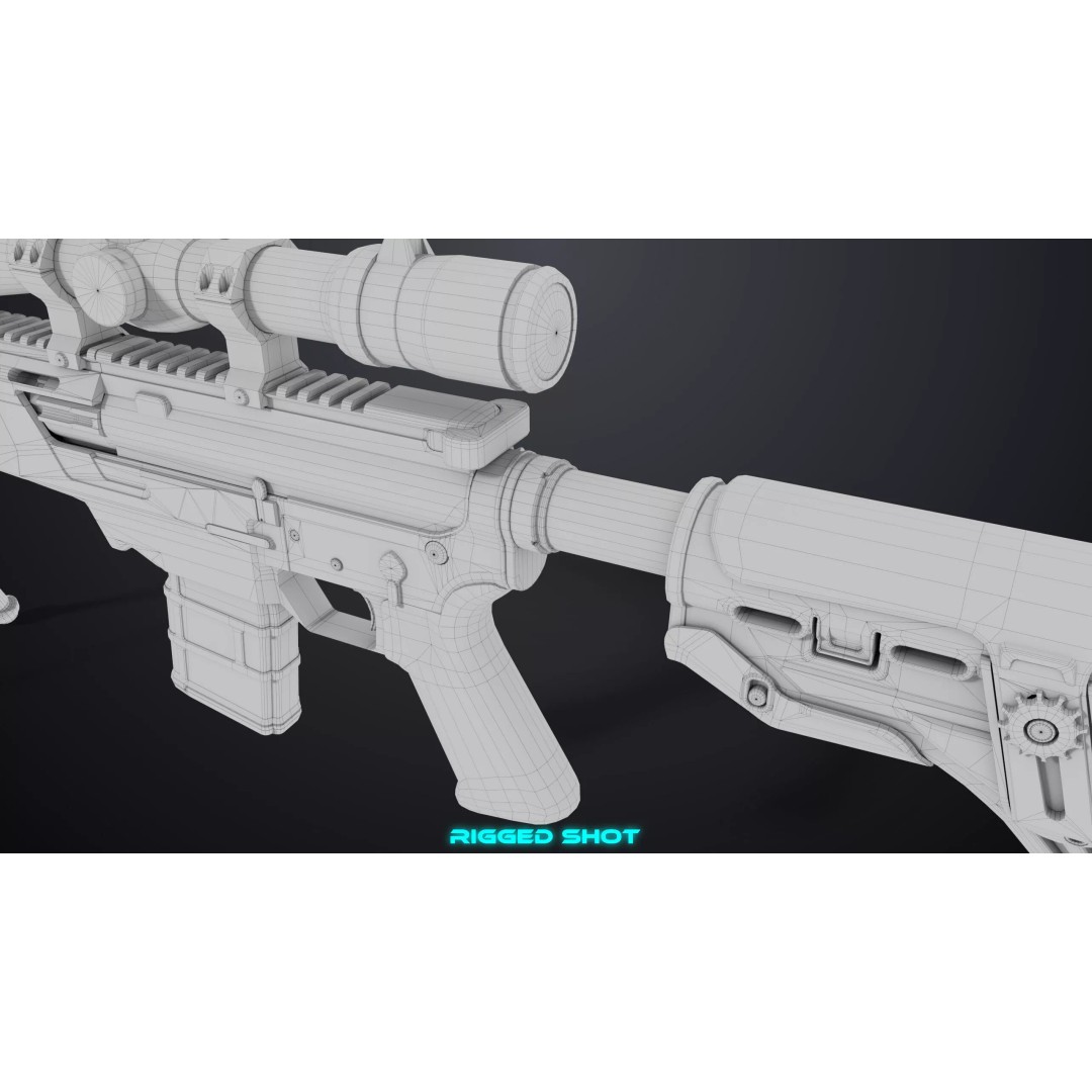 Sniper Rifle 06 3D Model – Low Poly Rigged Game Asset, FBX, PBR - View 43