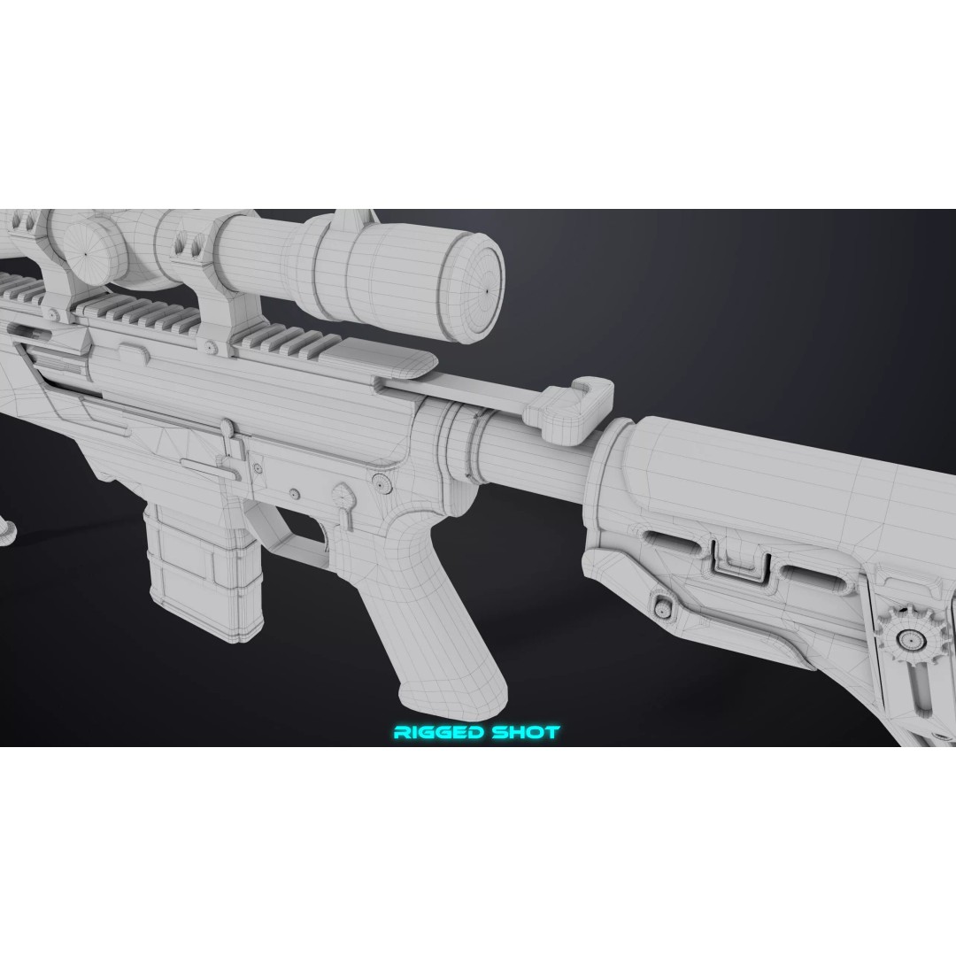 Sniper Rifle 06 3D Model – Low Poly Rigged Game Asset, FBX, PBR - View 44