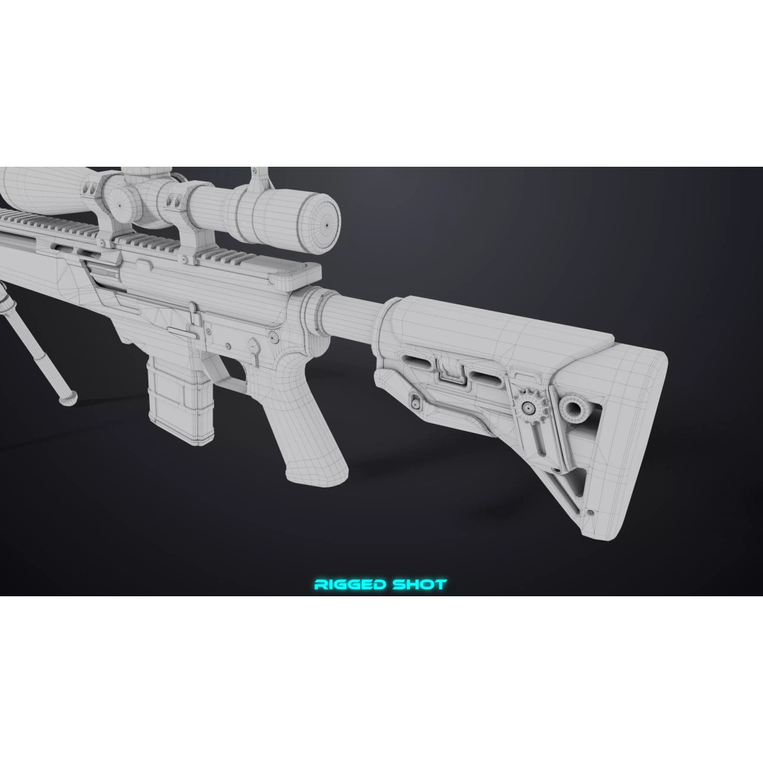 Sniper Rifle 06 3D Model – Low Poly Rigged Game Asset, FBX, PBR - View 45
