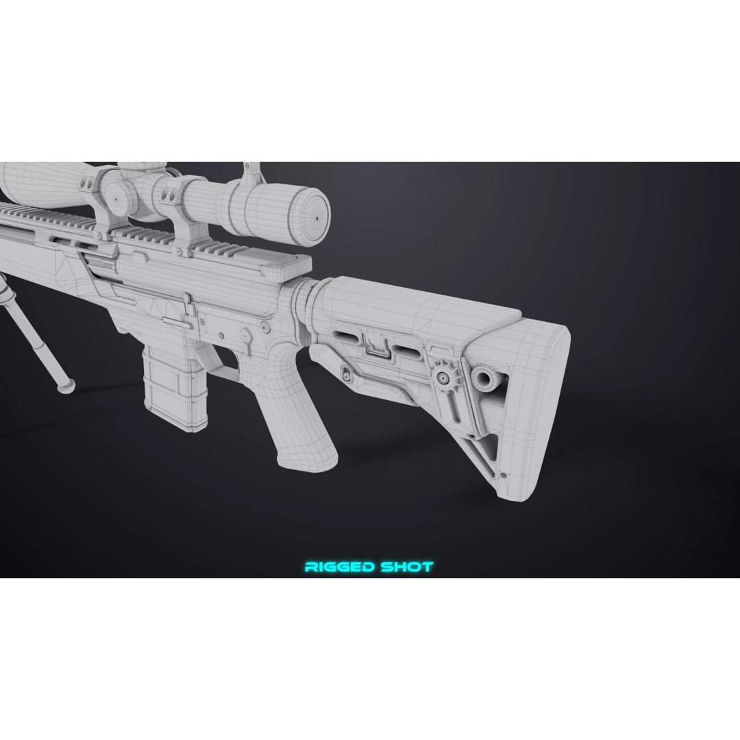 Sniper Rifle 06 3D Model – Low Poly Rigged Game Asset, FBX, PBR - View 46