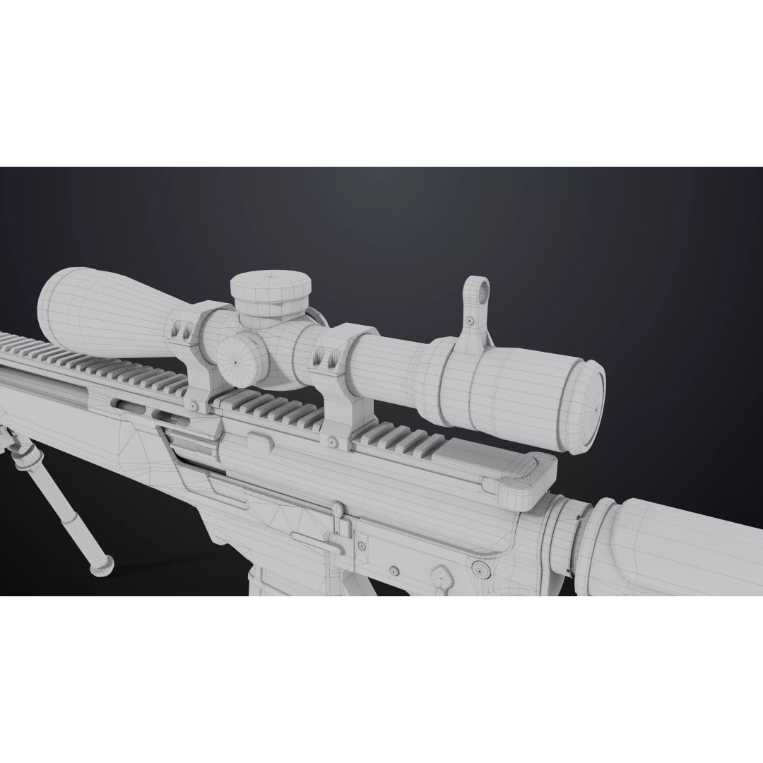 Sniper Rifle 06 3D Model – Low Poly Rigged Game Asset, FBX, PBR - View 47