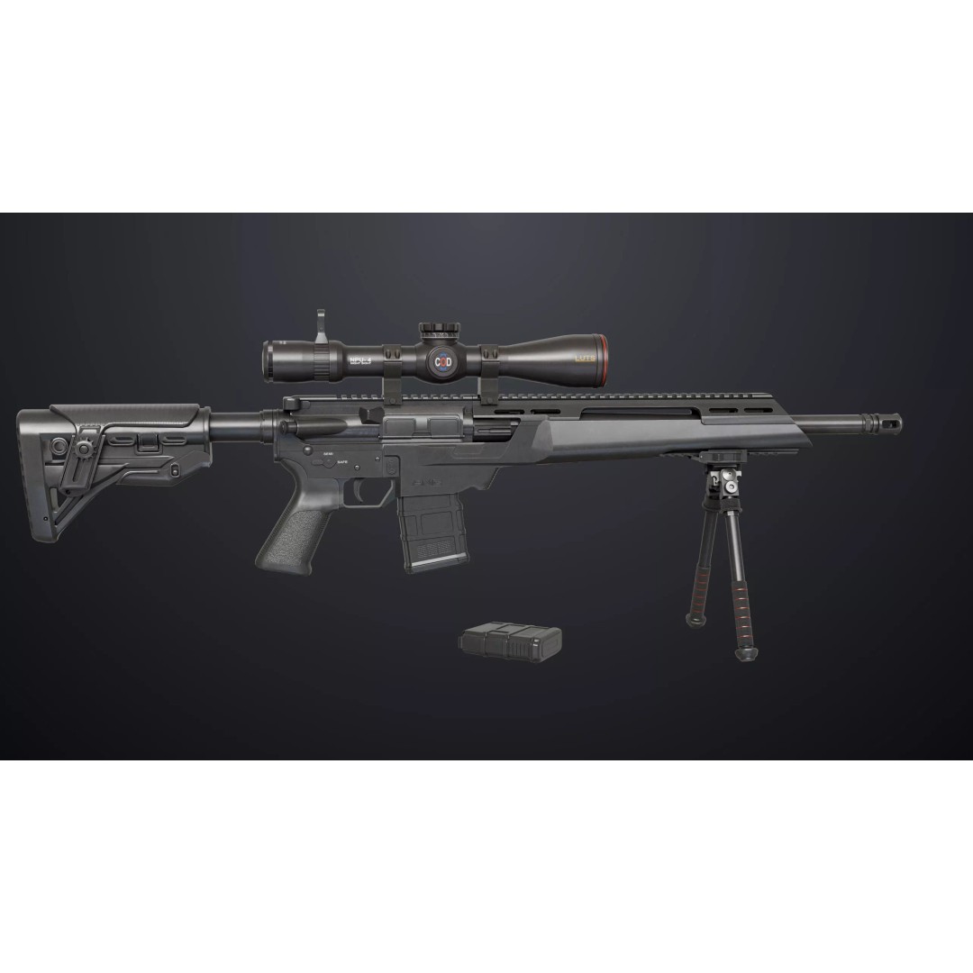 Sniper Rifle 06 3D Model – Low Poly Rigged Game Asset, FBX, PBR - View 5
