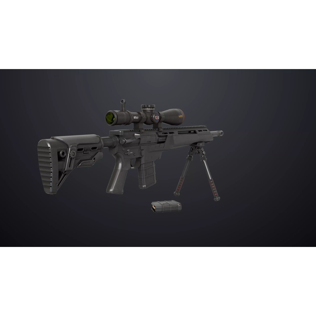 Sniper Rifle 06 3D Model – Low Poly Rigged Game Asset, FBX, PBR - View 6