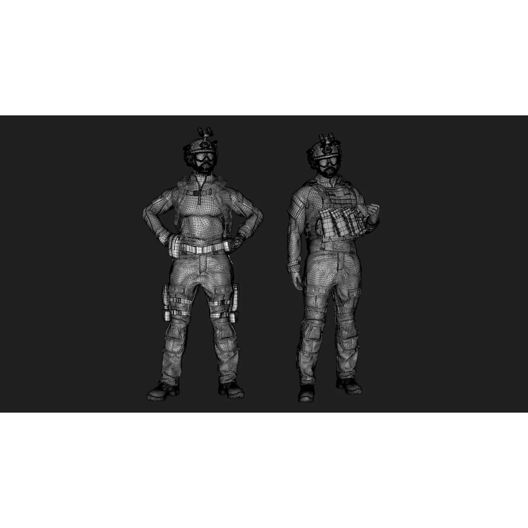 Special Forces Tactical Military Soldier 3D Model – Low Poly Rigged Game Asset, FBX