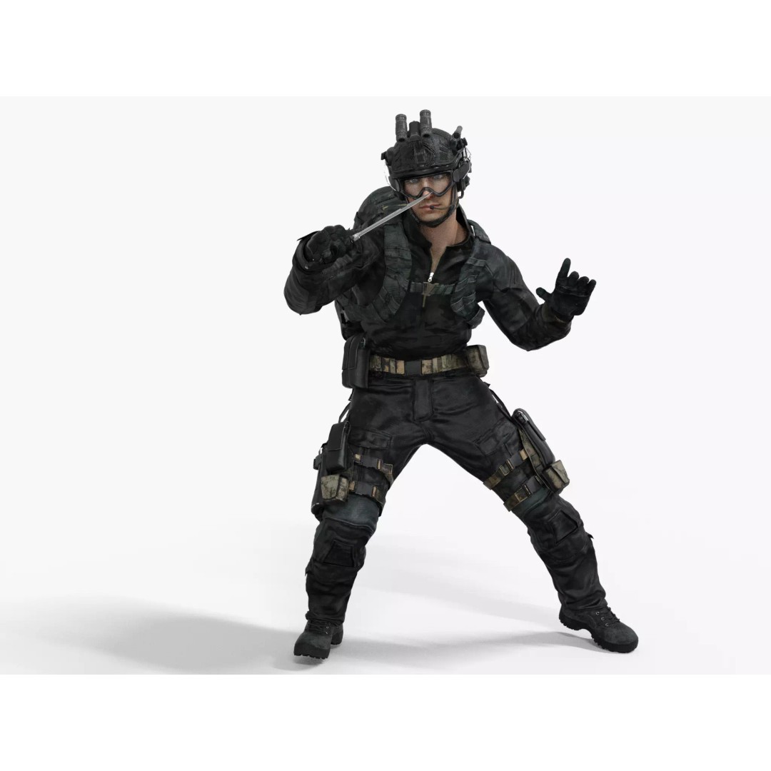 Special Forces Tactical Military Soldier 3D Model – Low Poly Rigged Game Asset, FBX - View 10