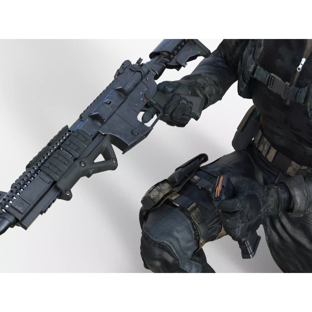 Special Forces Tactical Military Soldier 3D Model – Low Poly Rigged Game Asset, FBX - View 11