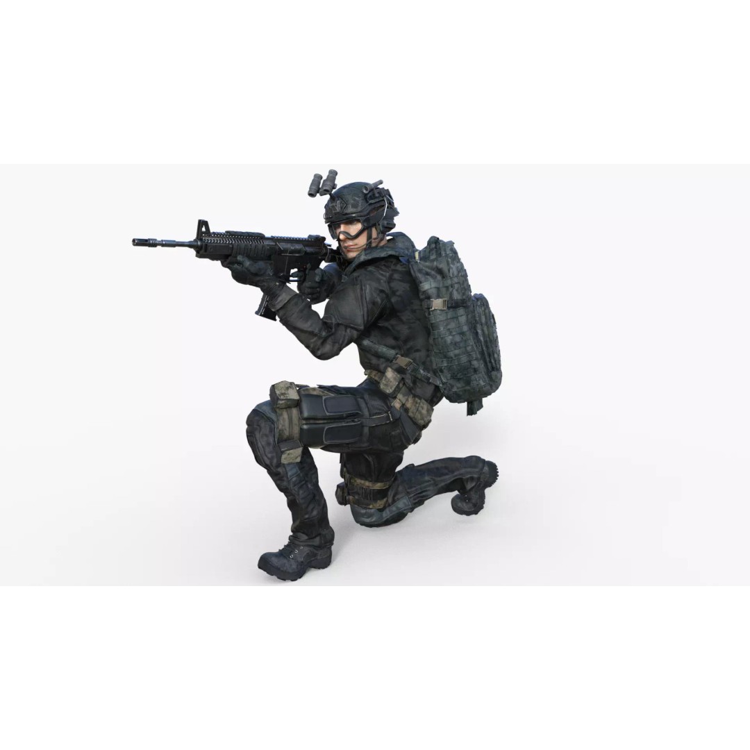 Special Forces Tactical Military Soldier 3D Model – Low Poly Rigged Game Asset, FBX - View 12