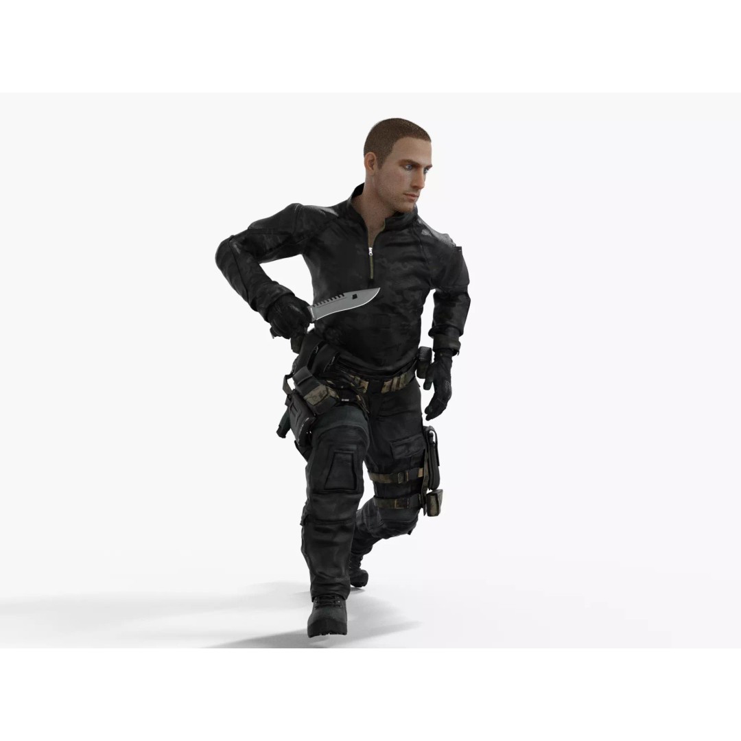 Special Forces Tactical Military Soldier 3D Model – Low Poly Rigged Game Asset, FBX - View 16