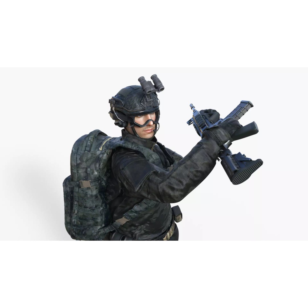 Special Forces Tactical Military Soldier 3D Model – Low Poly Rigged Game Asset, FBX - View 17