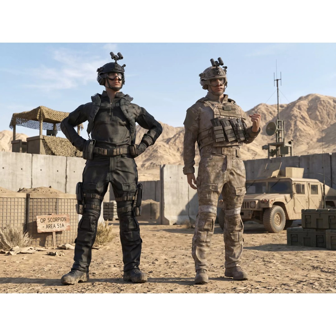 Special Forces Tactical Military Soldier 3D Model – Low Poly Rigged Game Asset, FBX - View 2