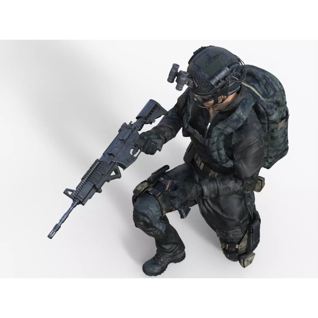 Special Forces Tactical Military Soldier 3D Model – Low Poly Rigged Game Asset, FBX - View 20