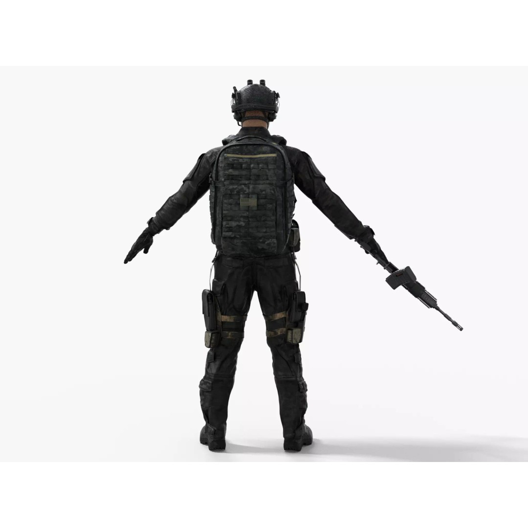 Special Forces Tactical Military Soldier 3D Model – Low Poly Rigged Game Asset, FBX - View 22
