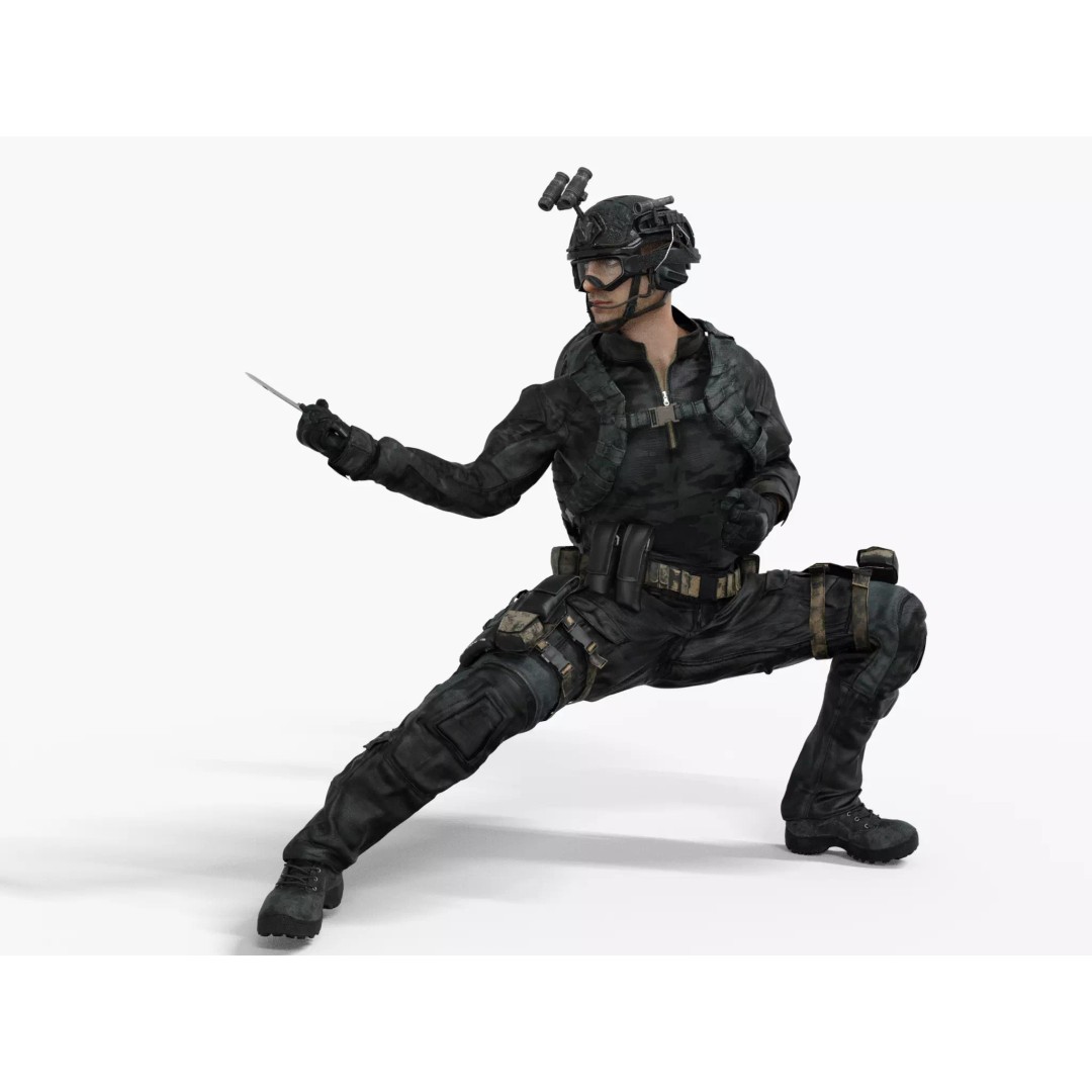 Special Forces Tactical Military Soldier 3D Model – Low Poly Rigged Game Asset, FBX - View 23