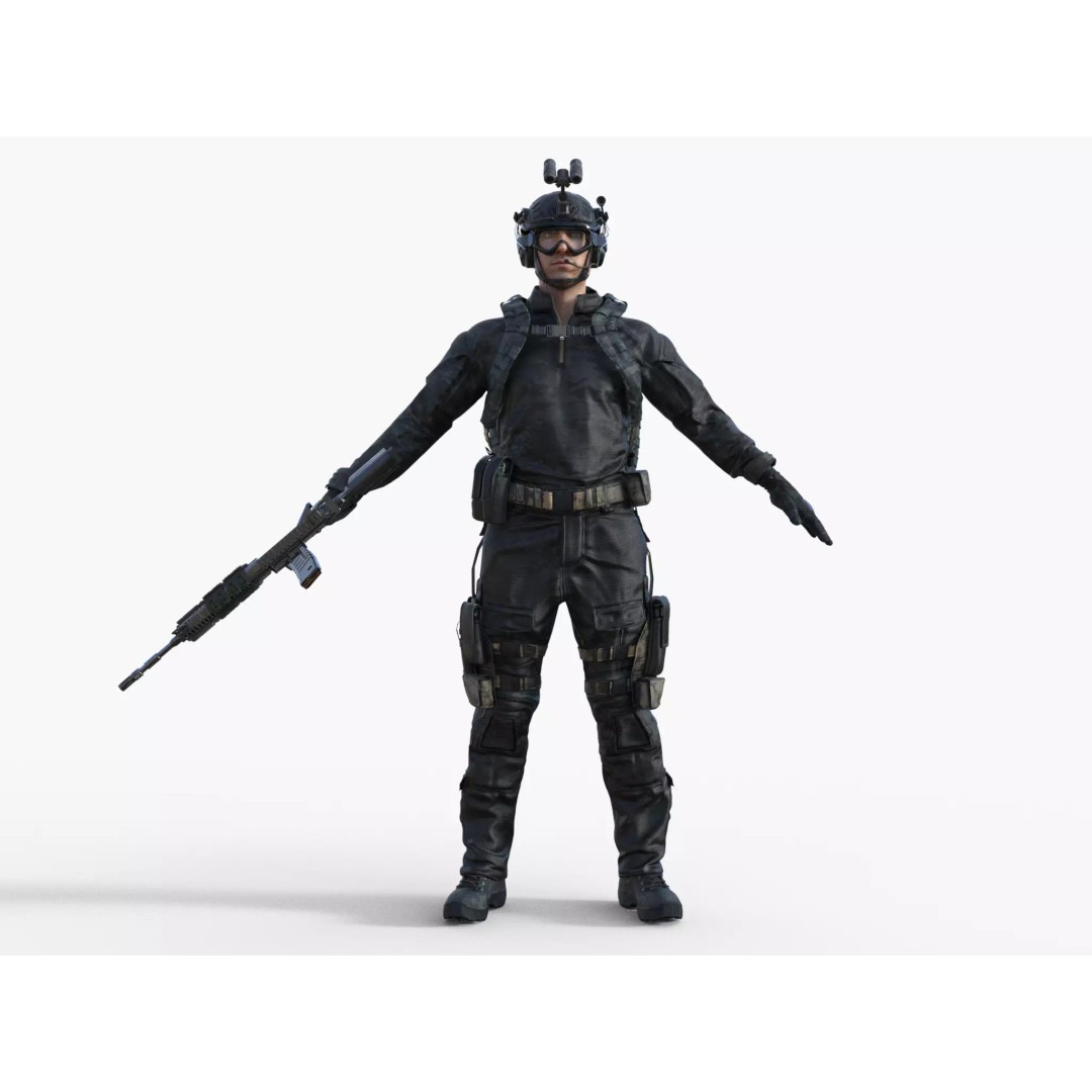 Special Forces Tactical Military Soldier 3D Model – Low Poly Rigged Game Asset, FBX - View 26