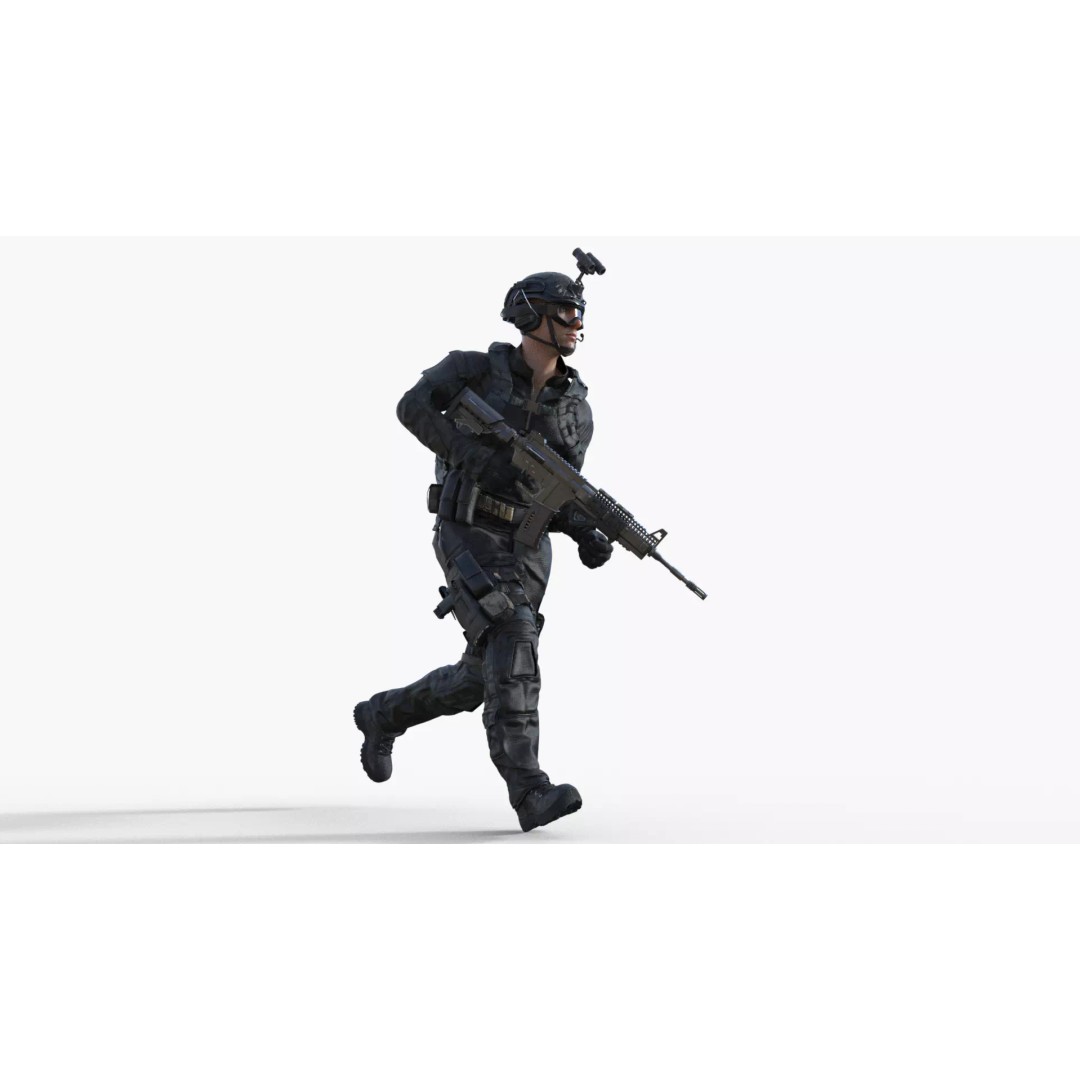 Special Forces Tactical Military Soldier 3D Model – Low Poly Rigged Game Asset, FBX - View 27