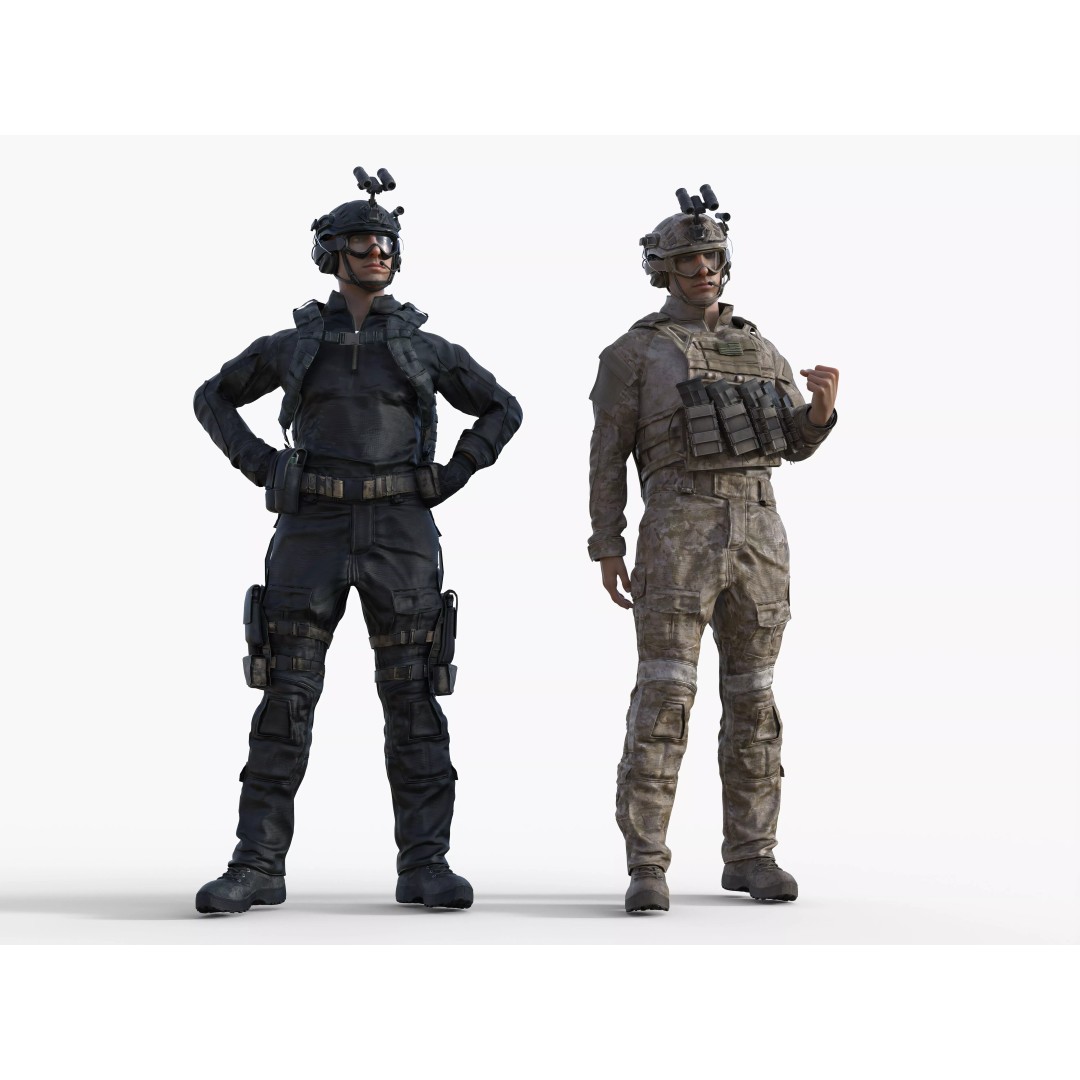 Special Forces Tactical Military Soldier 3D Model – Low Poly Rigged Game Asset, FBX - View 3