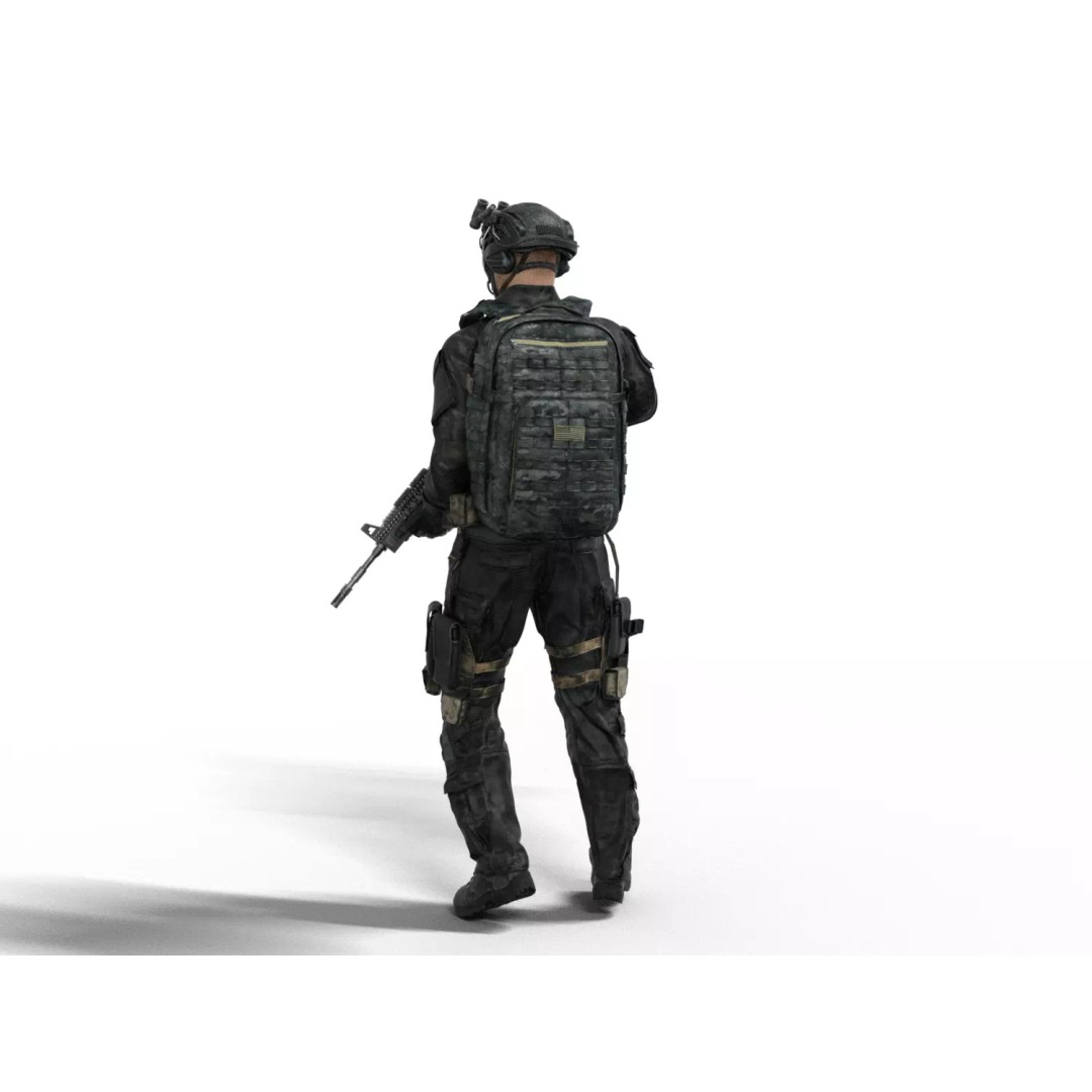 Special Forces Tactical Military Soldier 3D Model – Low Poly Rigged Game Asset, FBX - View 31