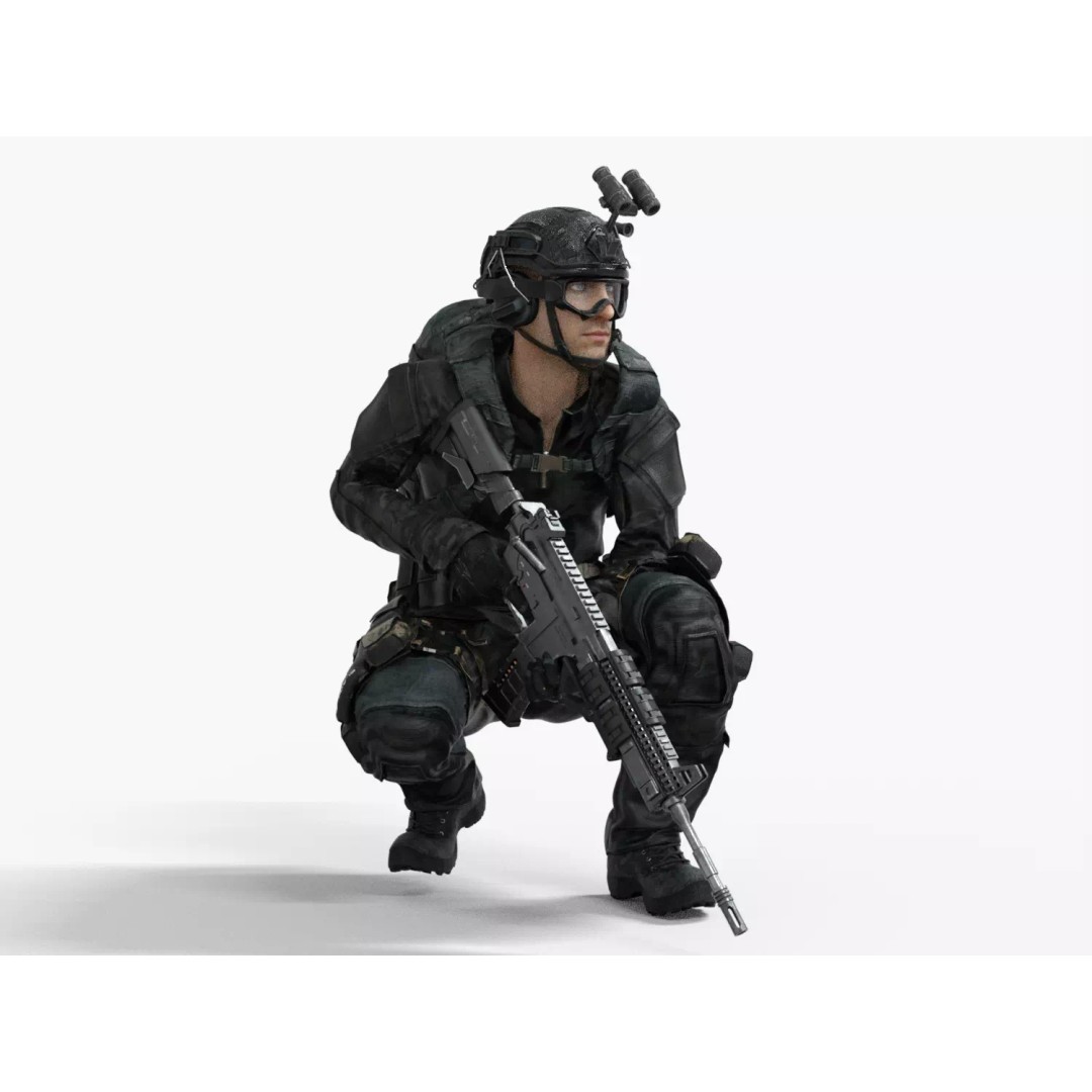 Special Forces Tactical Military Soldier 3D Model – Low Poly Rigged Game Asset, FBX - View 32