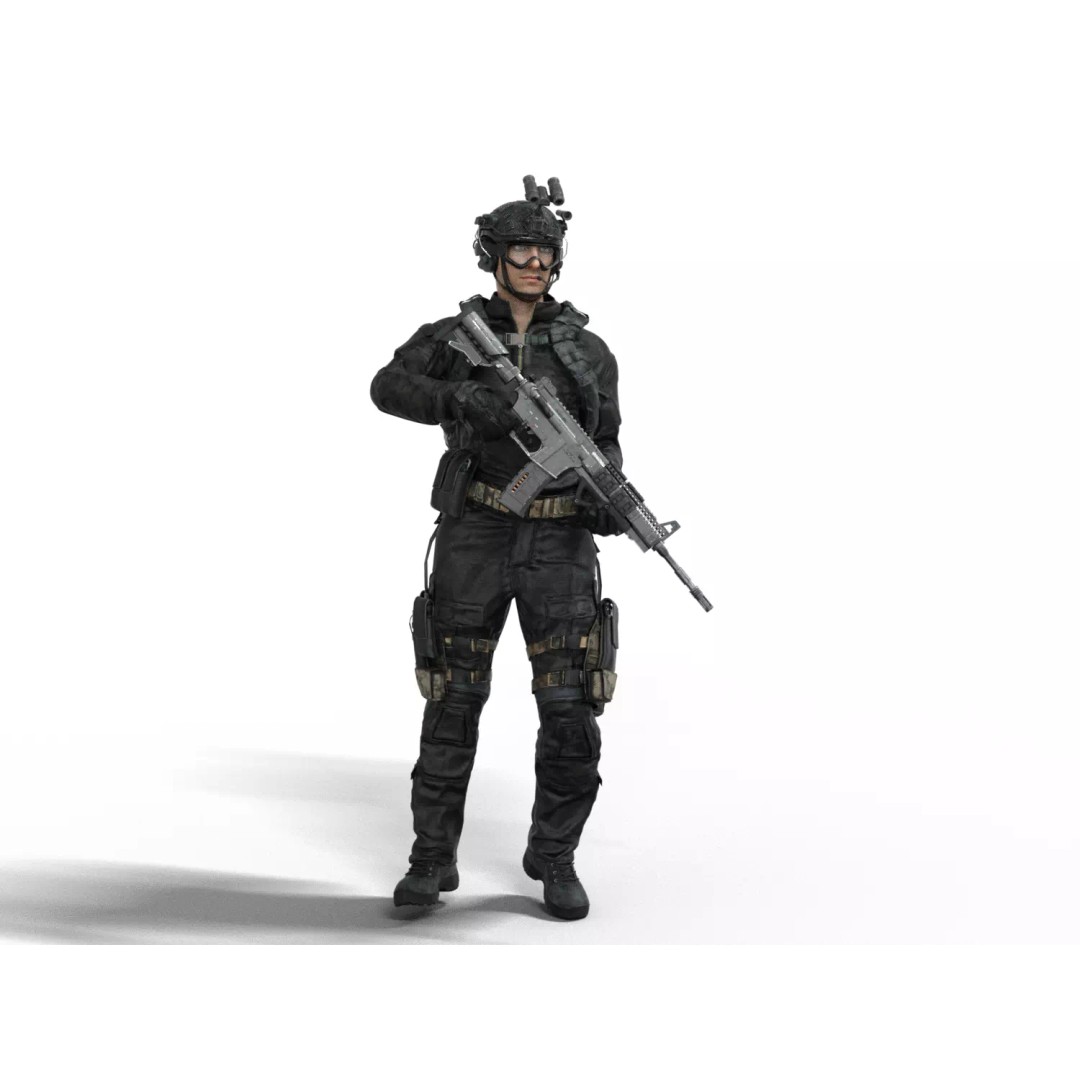 Special Forces Tactical Military Soldier 3D Model – Low Poly Rigged Game Asset, FBX - View 34