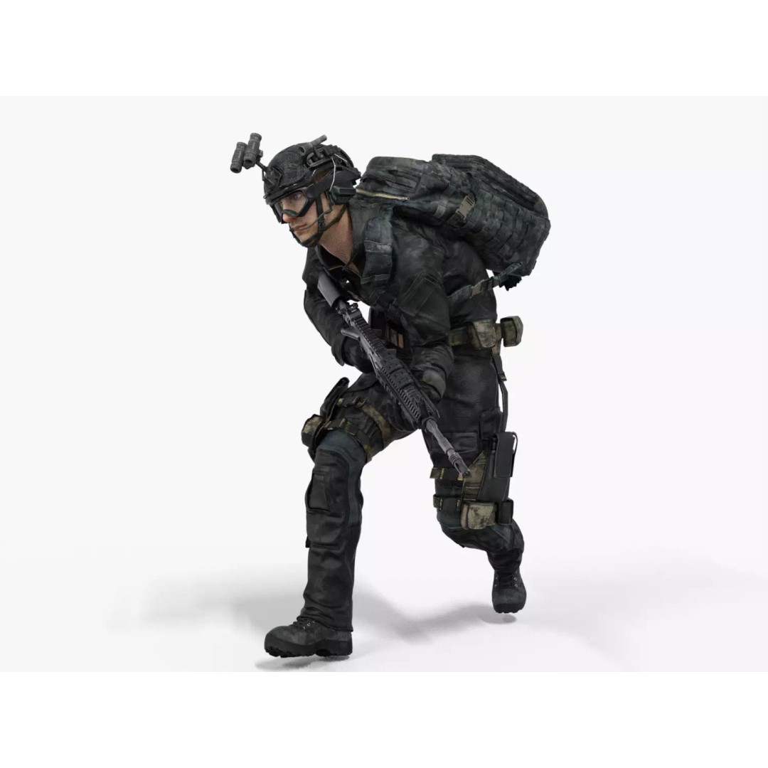 Special Forces Tactical Military Soldier 3D Model – Low Poly Rigged Game Asset, FBX - View 38