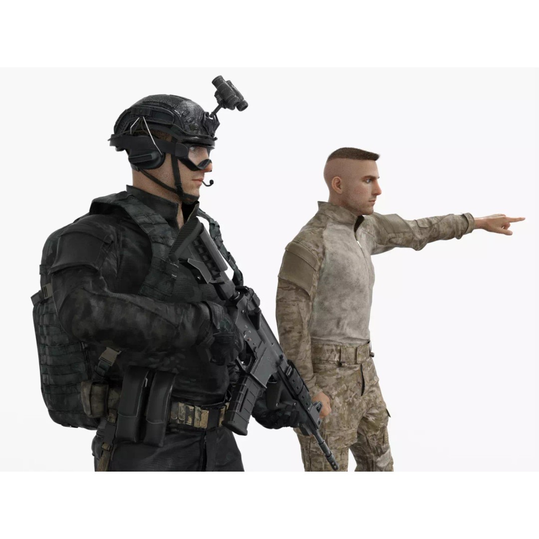 Special Forces Tactical Military Soldier 3D Model – Low Poly Rigged Game Asset, FBX - View 6