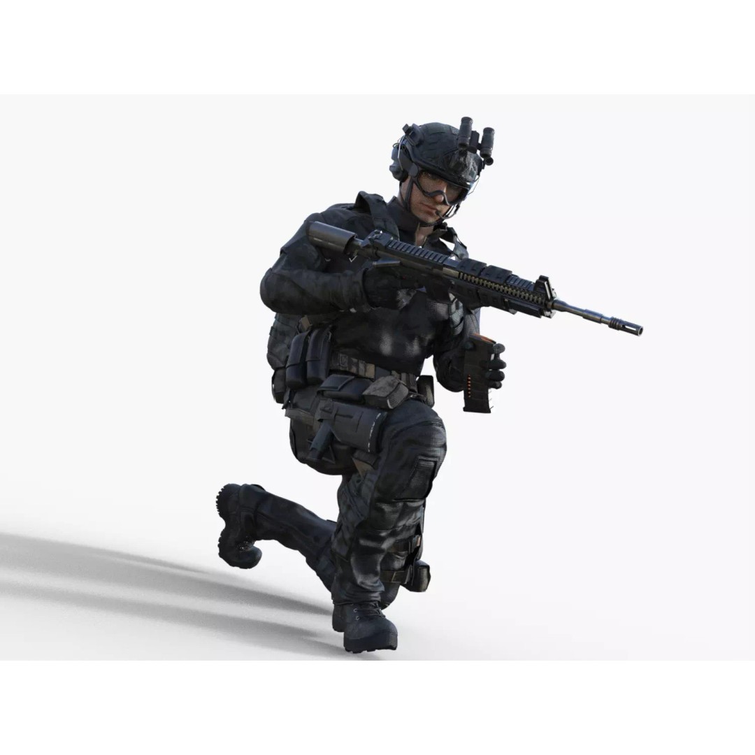 Special Forces Tactical Military Soldier 3D Model – Low Poly Rigged Game Asset, FBX - View 8