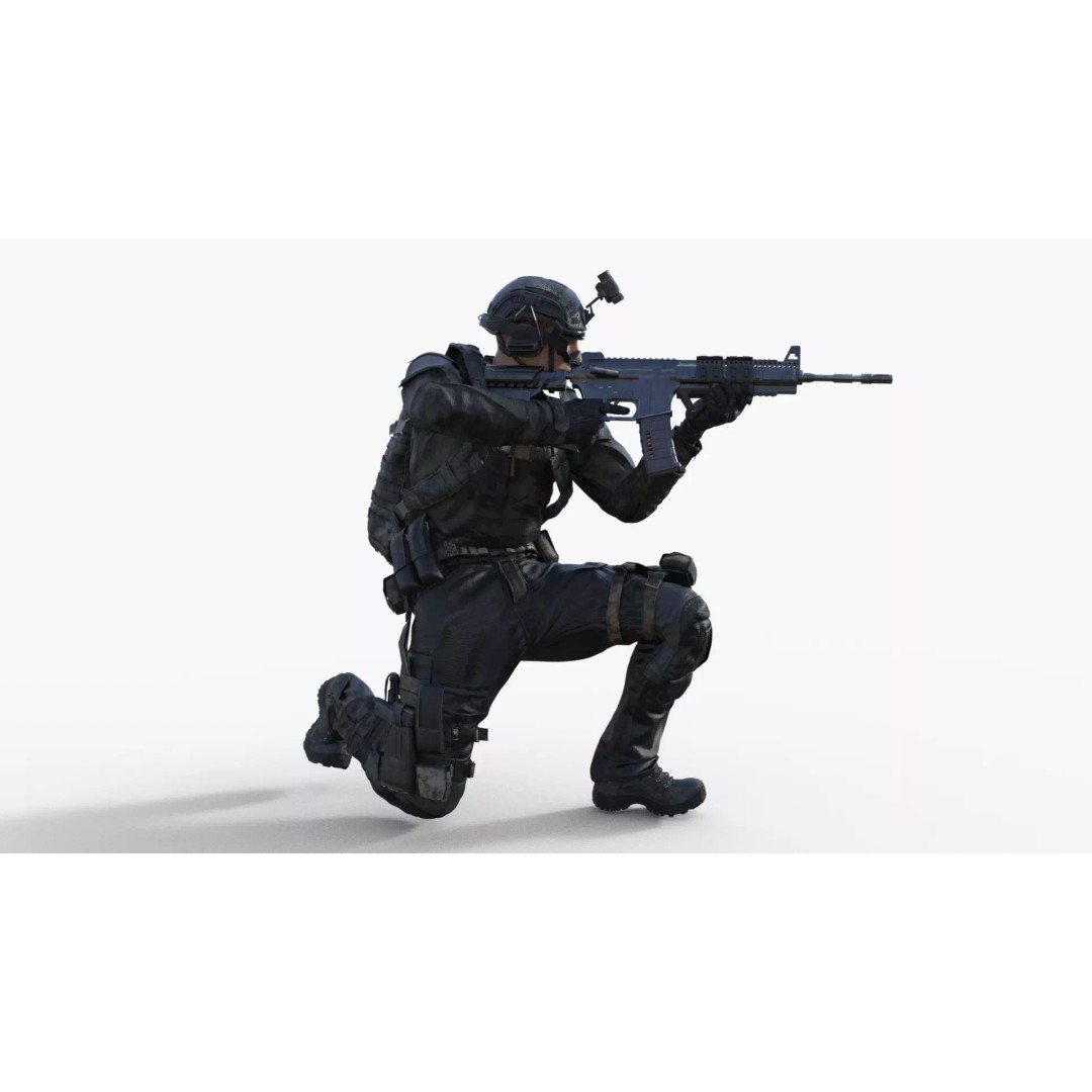 Special Forces Tactical Military Soldier 3D Model – Low Poly Rigged Game Asset, FBX - View 9