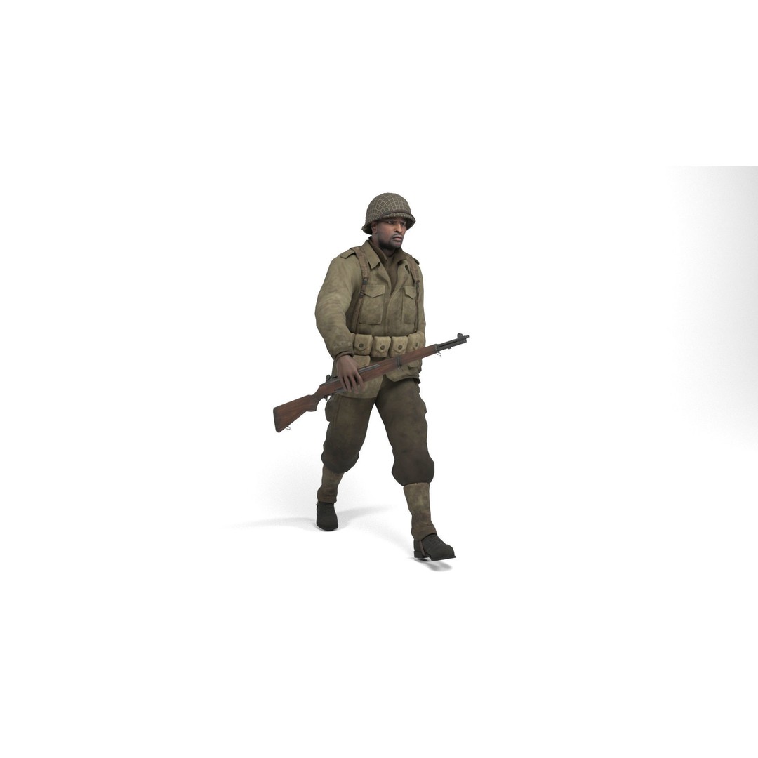 Allied Soldier 3D Model – Low Poly Character with Rigging and Animations - View 11