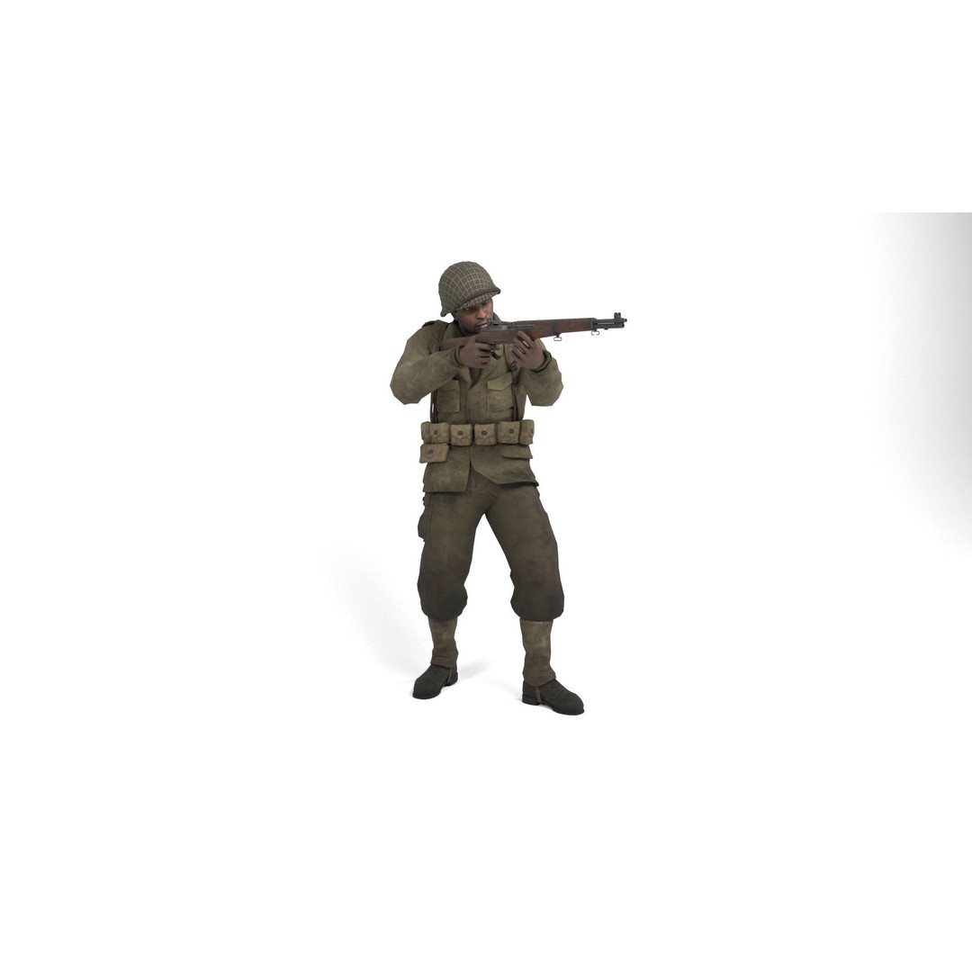 Allied Soldier 3D Model – Low Poly Character with Rigging and Animations - View 12