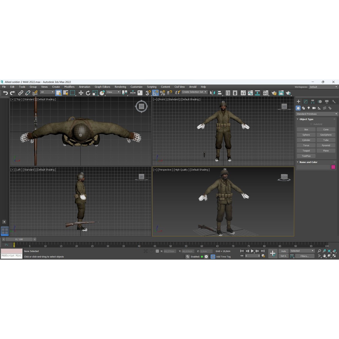 Allied Soldier 3D Model – Low Poly Character with Rigging and Animations - View 14