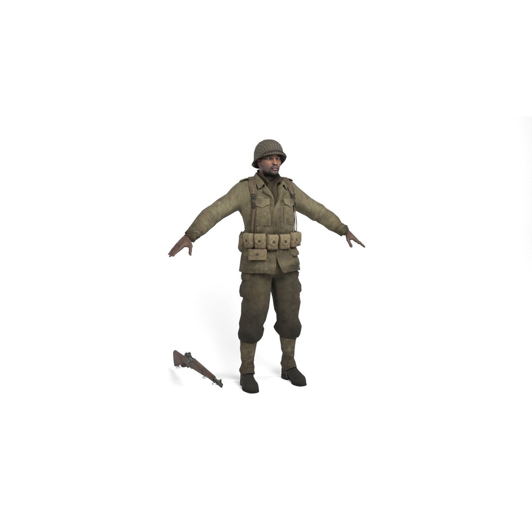 Allied Soldier 3D Model – Low Poly Character with Rigging and Animations - View 3