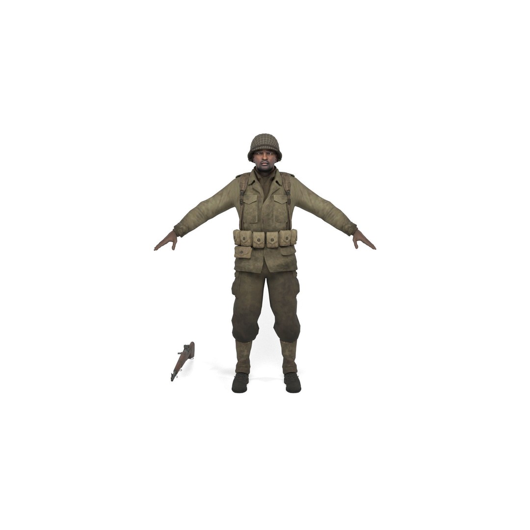 Allied Soldier 3D Model – Low Poly Character with Rigging and Animations - View 4